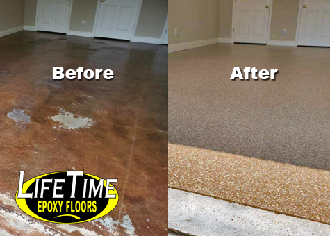 before and after garage floor coating in Madsion, AL